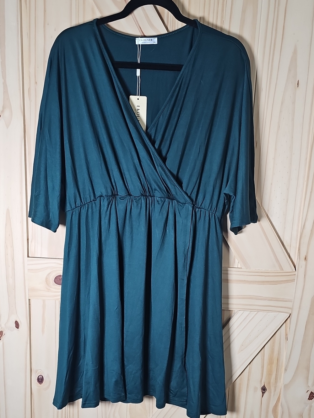 Teal Wrap-Front Women's Dress